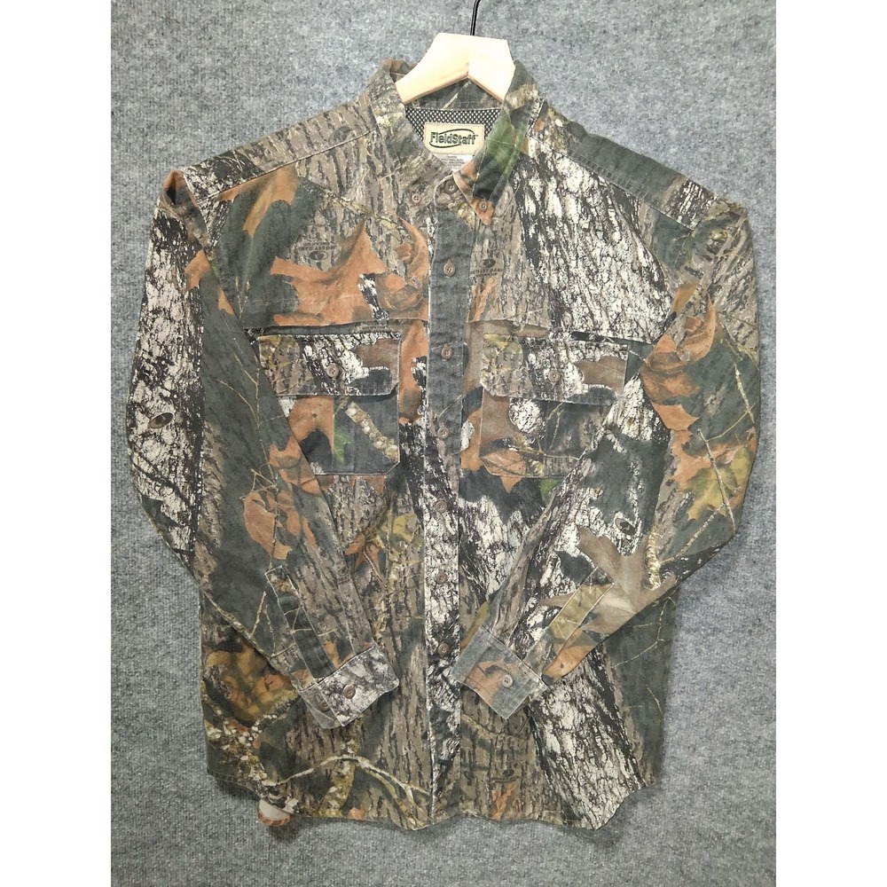FieldStaff Mens M Camo Button Up Long Sleeve Hunting Fishing Shirt